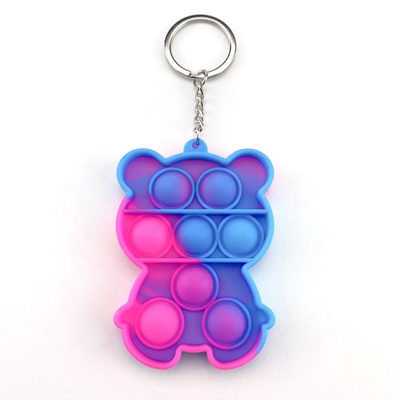 STOCKING STUFFER ALERT***Push Pop Bubble Fidget Toy Keychain BEAR***NWOT - Picture 2 of 4